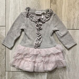Blueberi Boulevard Grey Knit Top with Pink Sparkle Tulle Skirt